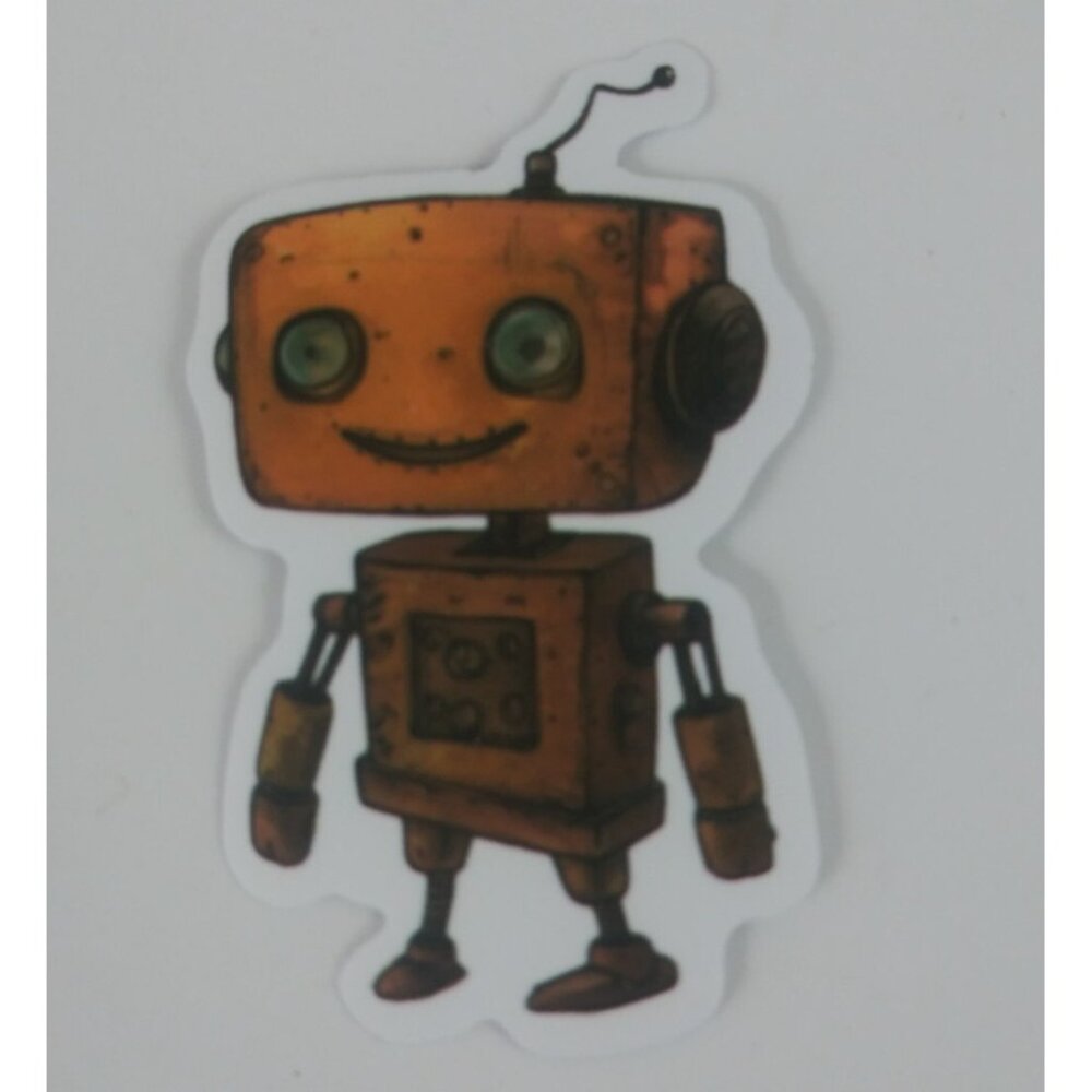 10/$10 Cute Happy Little Robot Sticker 2.38" x 1.5" (F)